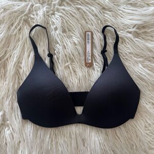 SKIMS Black Plunge Bra with Smooth Molded Cups